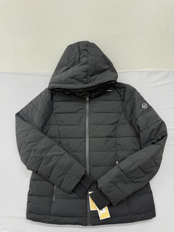 Michael Kors Black Puffer Jacket M Hooded Lightweight Quilted Zip