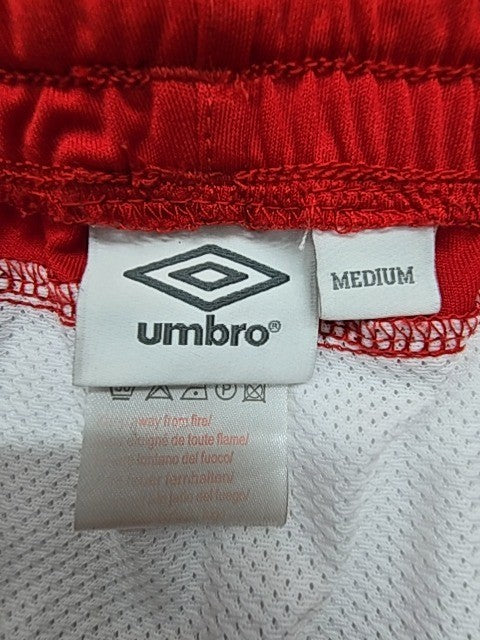 Pantalones Cortos Atléticos UMBRO Niños Rojo Juventud Medio Cordón Logo Cintu...