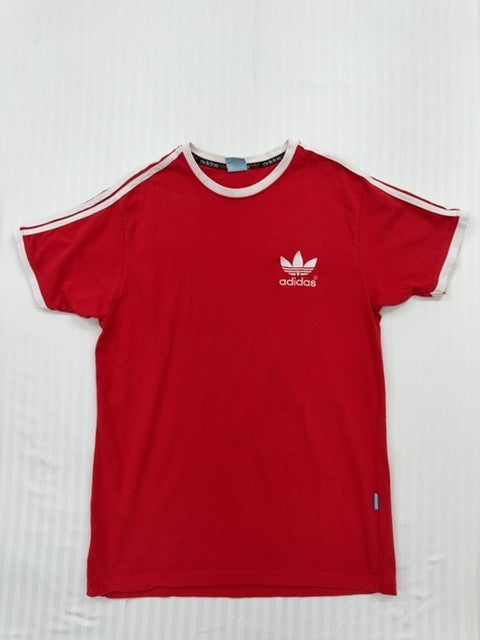 Adidas Youth Red T-Shirt – Size L, Logo, Striped