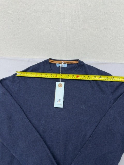 Harmont & Blaine Navy Blue XL Men's Crew Neck Sweater Orange Contrast