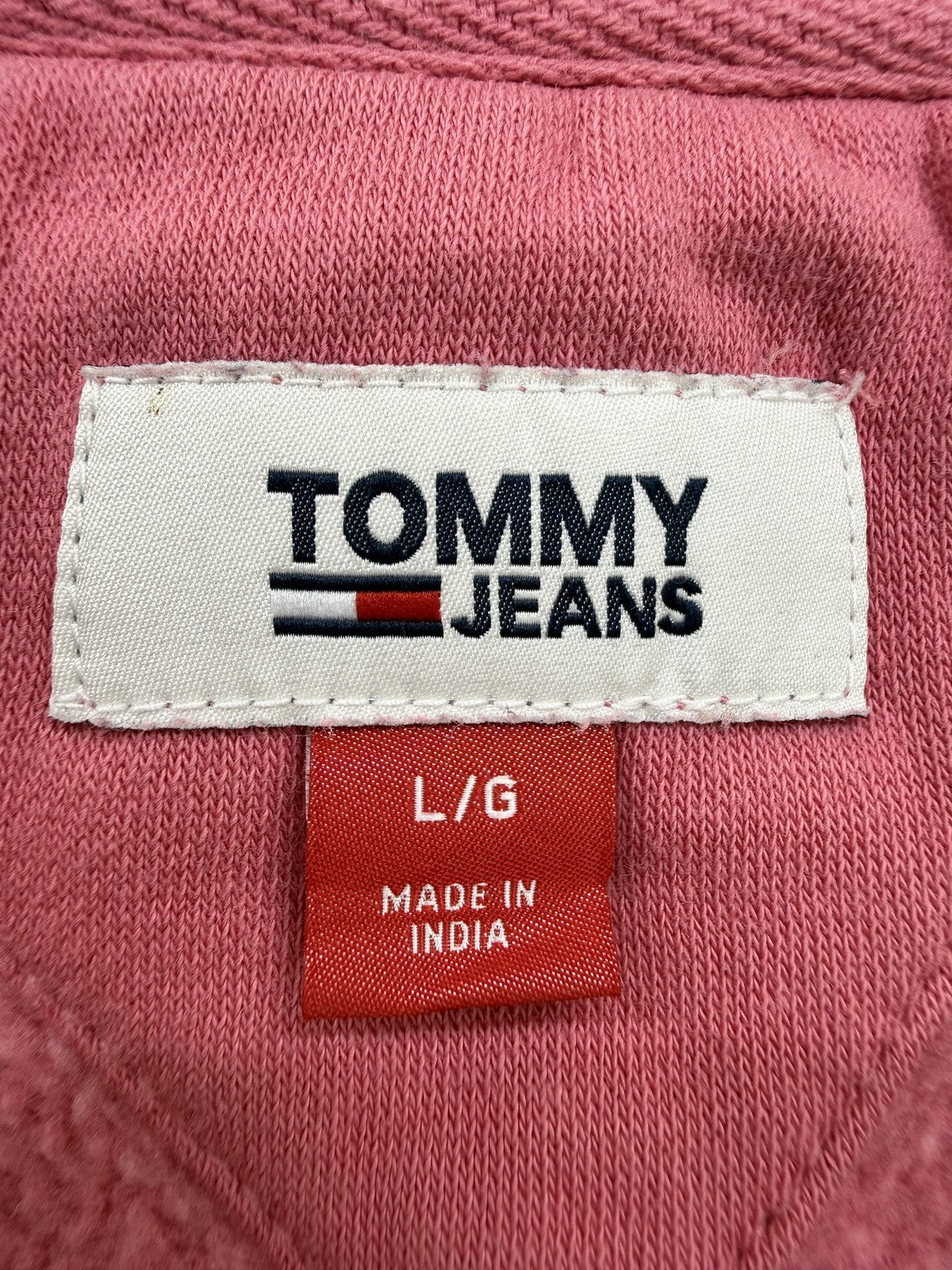 Tommy Jeans Pink Pullover Hoodie Sweatshirt Kids L/6 French Terry Logo Patch