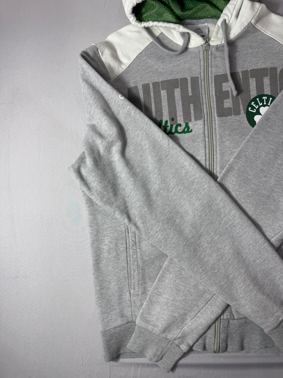 Adidas Boston Celtics Hoodie Men's Small Grey Full Zip NBA Sweatshirt