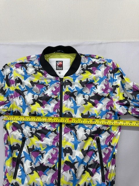 Trussardi Jeans Men's Multicolor Shark Print Bomber Jacket Long Sleeve