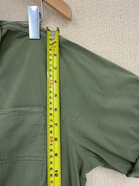 Reiko Green Worker Jumpsuit M Short Sleeve Cargo Pockets Cotton Spandex