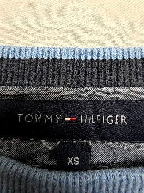 Tommy Hilfiger Men's XS Blue Cable Knit Crewneck Sweater Cotton