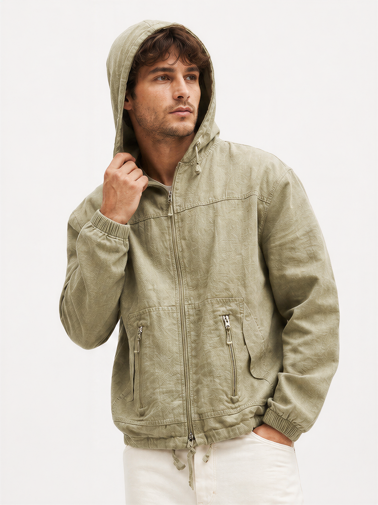 Zip Up Hooded Jacket For Men - Size 4