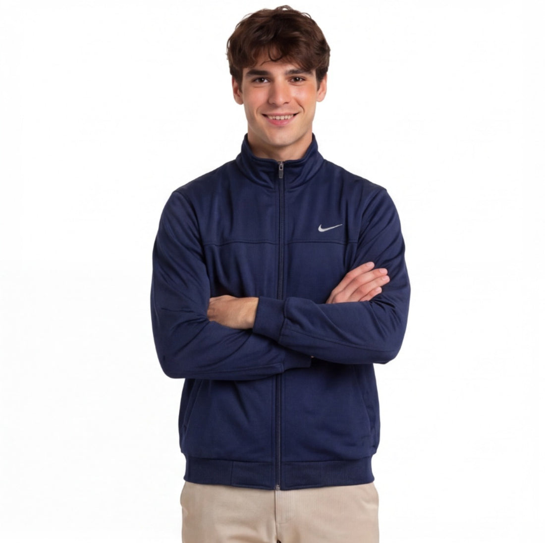 Nike Men's Navy Full-Zip Track Jacket — Pre-Loved | Size L