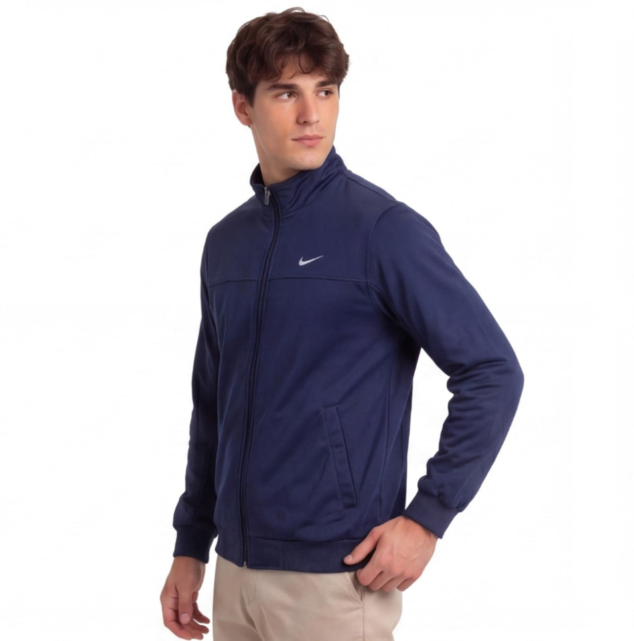 Nike Men's Navy Full-Zip Track Jacket — Pre-Loved | Size L