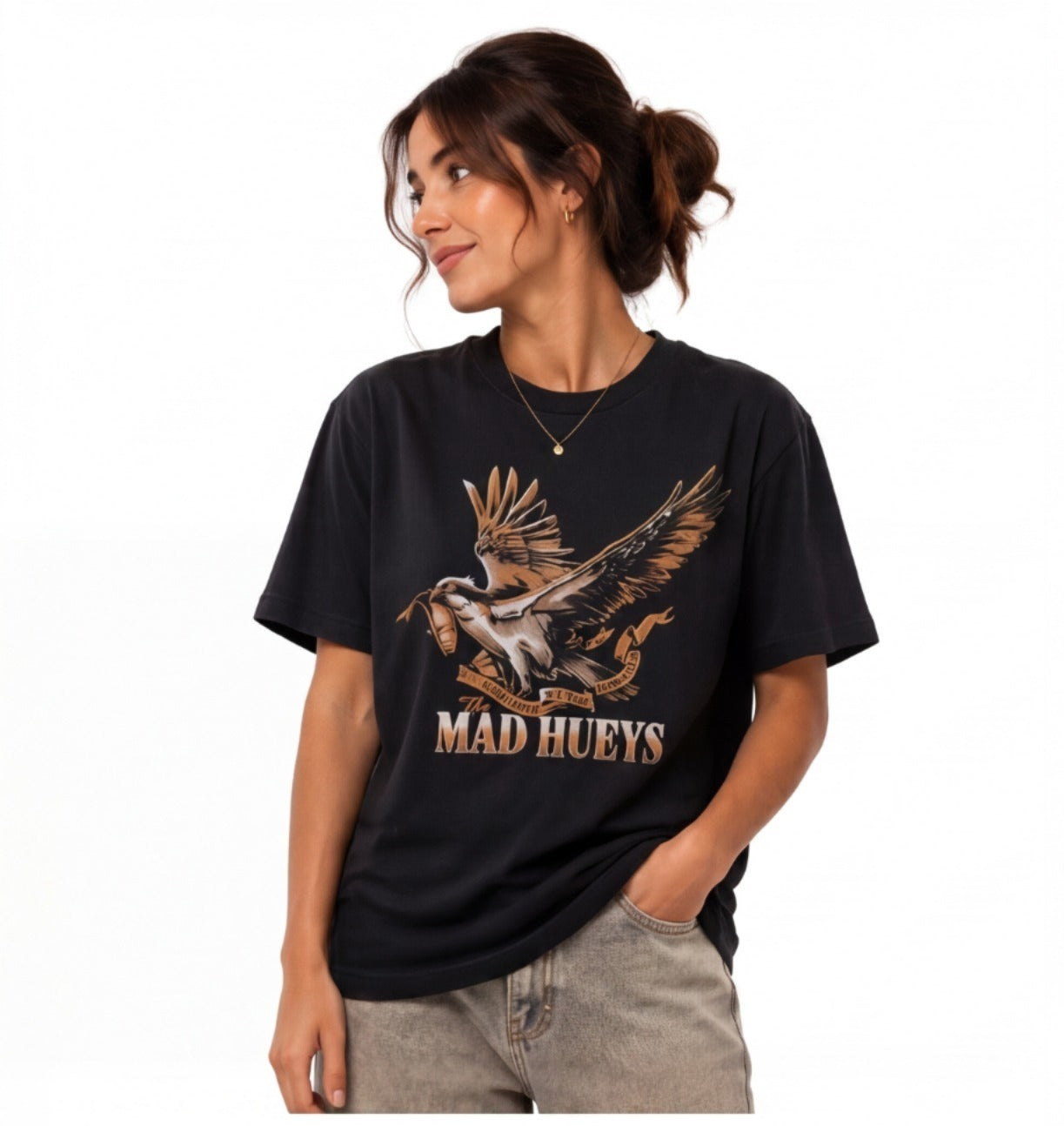 The Mad Hueys Freedom Hueys | Women's Oversized Ss Tee - Vintage Black | Size:XL