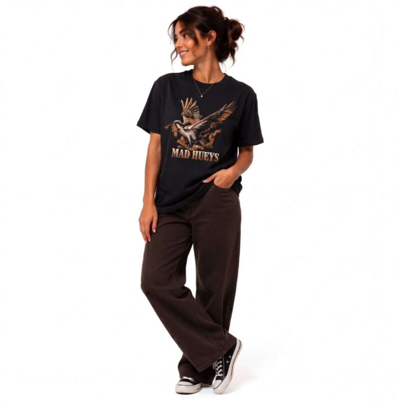 The Mad Hueys Freedom Hueys | Women's Oversized Ss Tee - Vintage Black | Size:XL