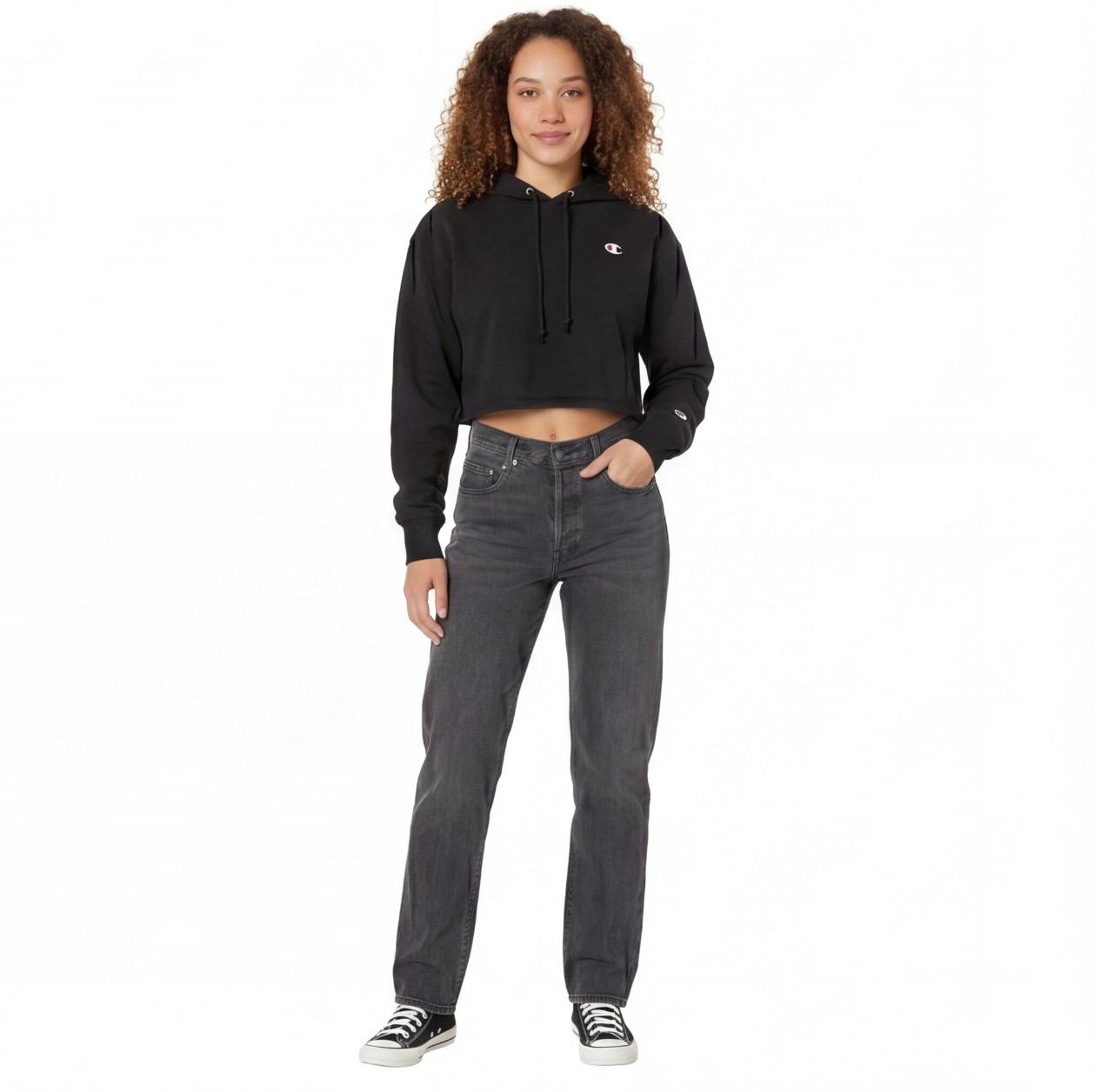 Champion Women's Reverse Weave Cropped Cut Off Hooded Sweatshirt - Size XS