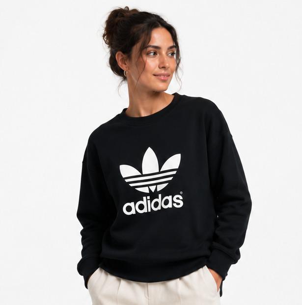 Adidas Originals x HYKE Black Crewneck Sweatshirt — Scuba Fabric, Back Zipper | Unisex Size S | Pre-Loved