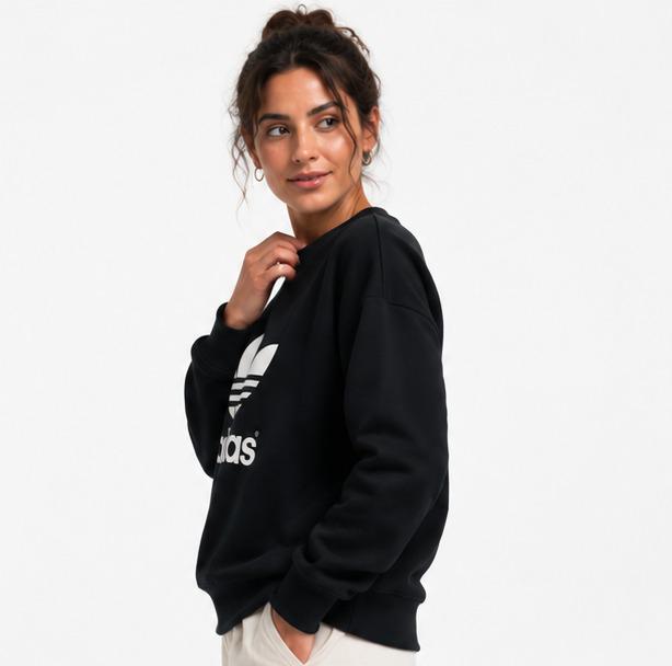 Adidas Originals x HYKE Black Crewneck Sweatshirt — Scuba Fabric, Back Zipper | Unisex Size S | Pre-Loved