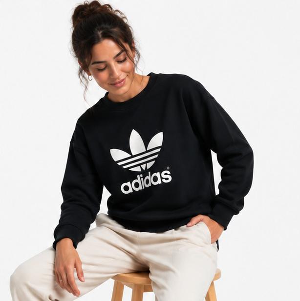Adidas Originals x HYKE Black Crewneck Sweatshirt — Scuba Fabric, Back Zipper | Unisex Size S | Pre-Loved