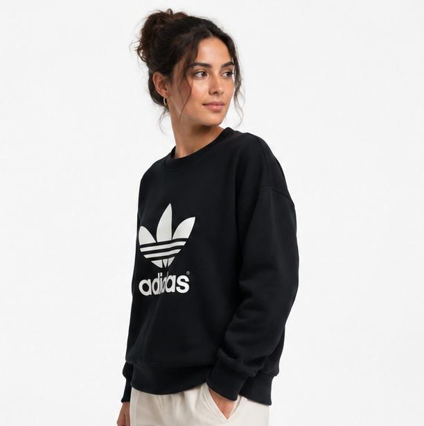 Adidas Originals x HYKE Black Crewneck Sweatshirt — Scuba Fabric, Back Zipper | Unisex Size S | Pre-Loved