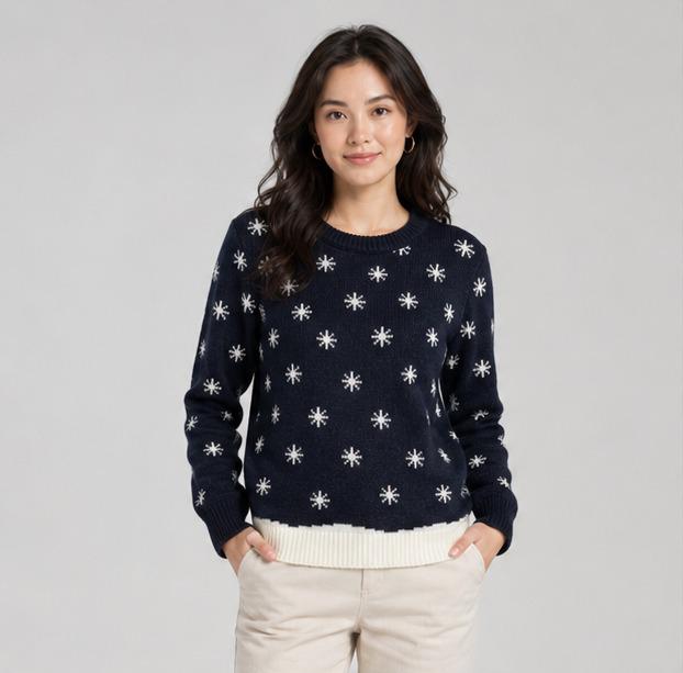 Christmas Snowman Multicolor Knit Sweater — Unisex Size S | Crew Neck | Holiday Jumper | Pre-Loved