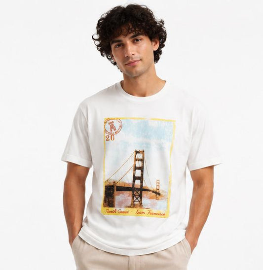 Unverified Brand Unisex White T-Shirt – Size L, Wavezone Golden Gate Bridge