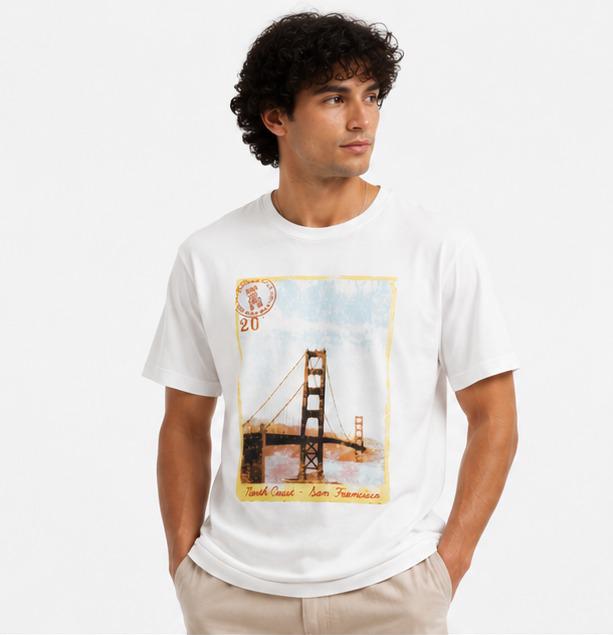 Wavezone Golden Gate Bridge Graphic T-Shirt — White | Size L | Pre-Loved