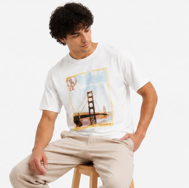 Wavezone Golden Gate Bridge Graphic T-Shirt — White | Size L | Pre-Loved