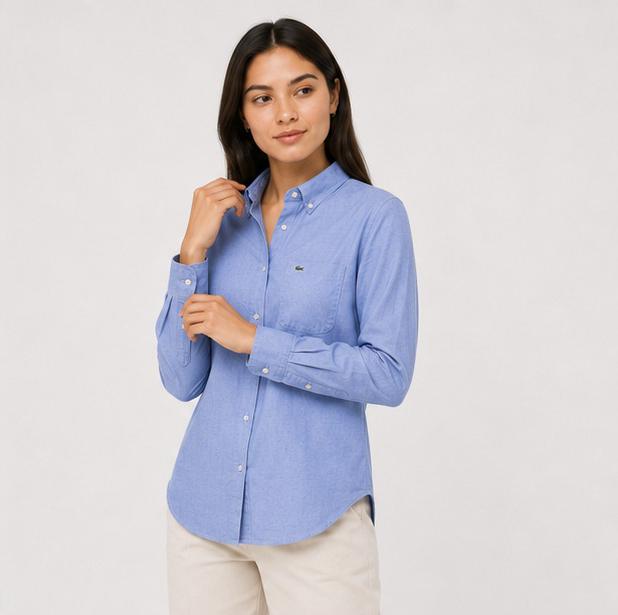 Lacoste Blue Striped Long Sleeve Shirt — Size 40 | Pre-Loved | Authentic