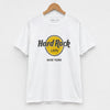 Hard Rock Cafe Unisex White T-Shirt – Size M, New York 100 Pre-Loved, Graphic