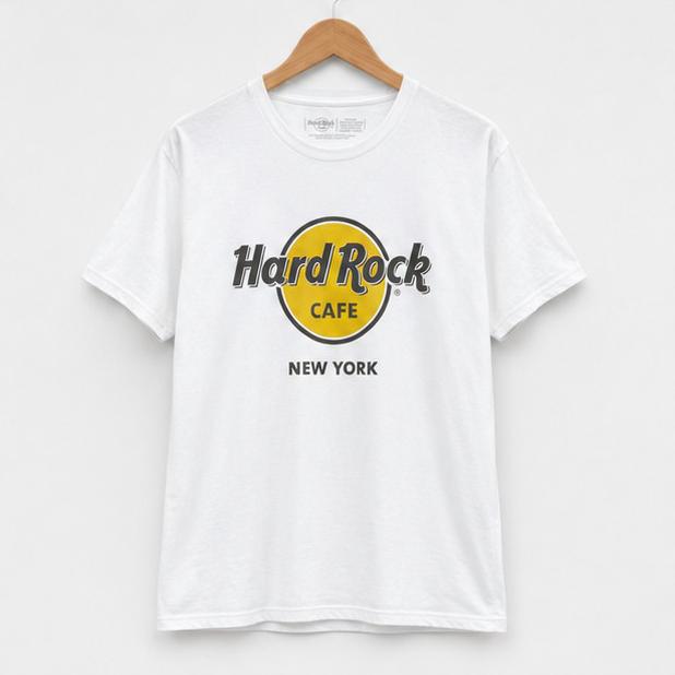 Hard Rock Cafe New York — White Short Sleeve Graphic T-Shirt | Size M | 100% Cotton | Pre-Loved