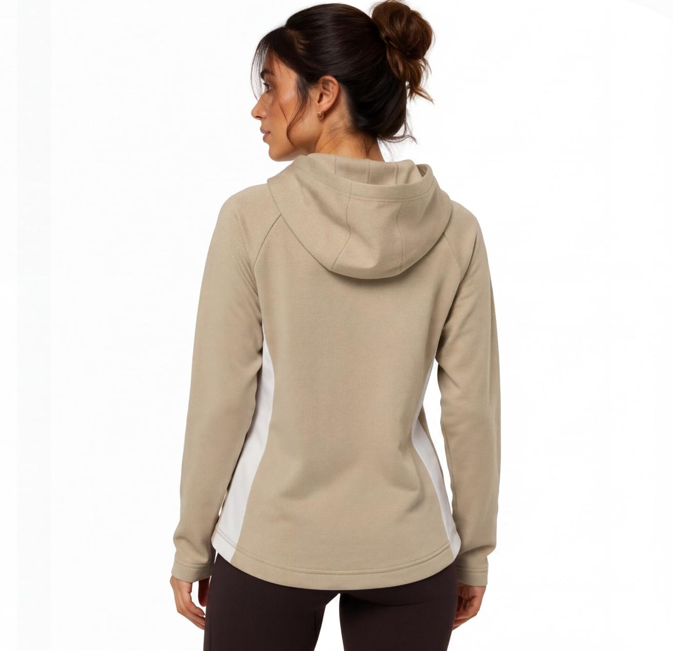 Puma Women's Zip-Up Hoodie | Beige with Logo & Pockets | Pre-Loved | Size XL
