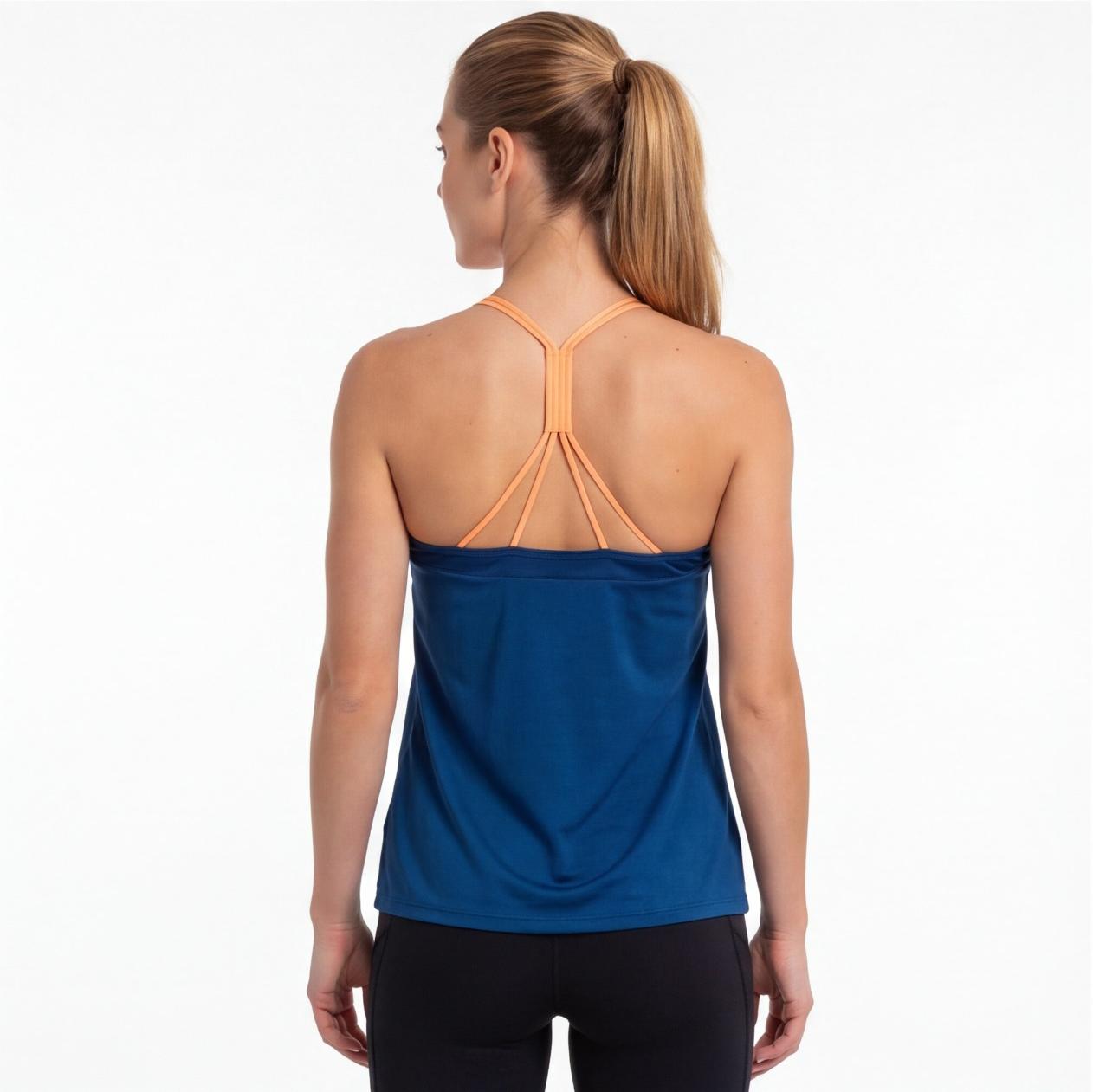 Adidas Women's Tennis Tank Top – Navy Blue & Orange Sleeveless Athletic Shirt | Pre-Loved | Size S