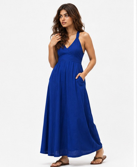 Giorgio Armani Unisex Blue Jersey, Draped Satin Crossed Back – Ref AF86D